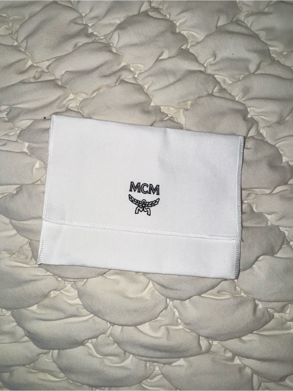 MCM White Cotton Accessory Pouch with Black Logo
